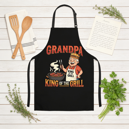 Grandpa King of the Grill Apron – Funny BBQ Grilling Apron Gift for Grandpa