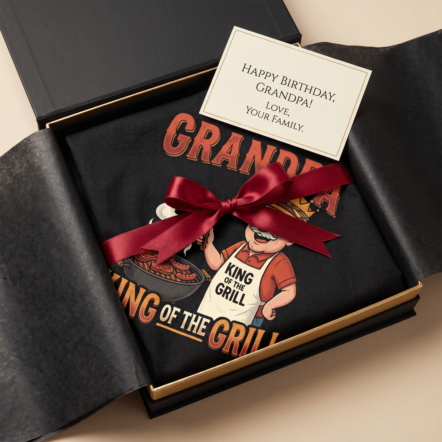 Grandpa King of the Grill Apron – Funny BBQ Grilling Apron Gift for Grandpa