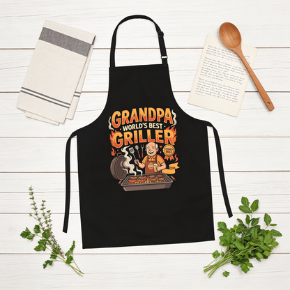 Grandpa World's Best Griller Apron – Funny BBQ Grilling Apron Gift for Grandpa