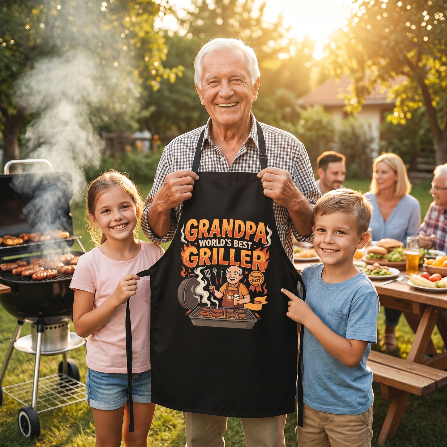 Grandpa World's Best Griller Apron – Funny BBQ Grilling Apron Gift for Grandpa