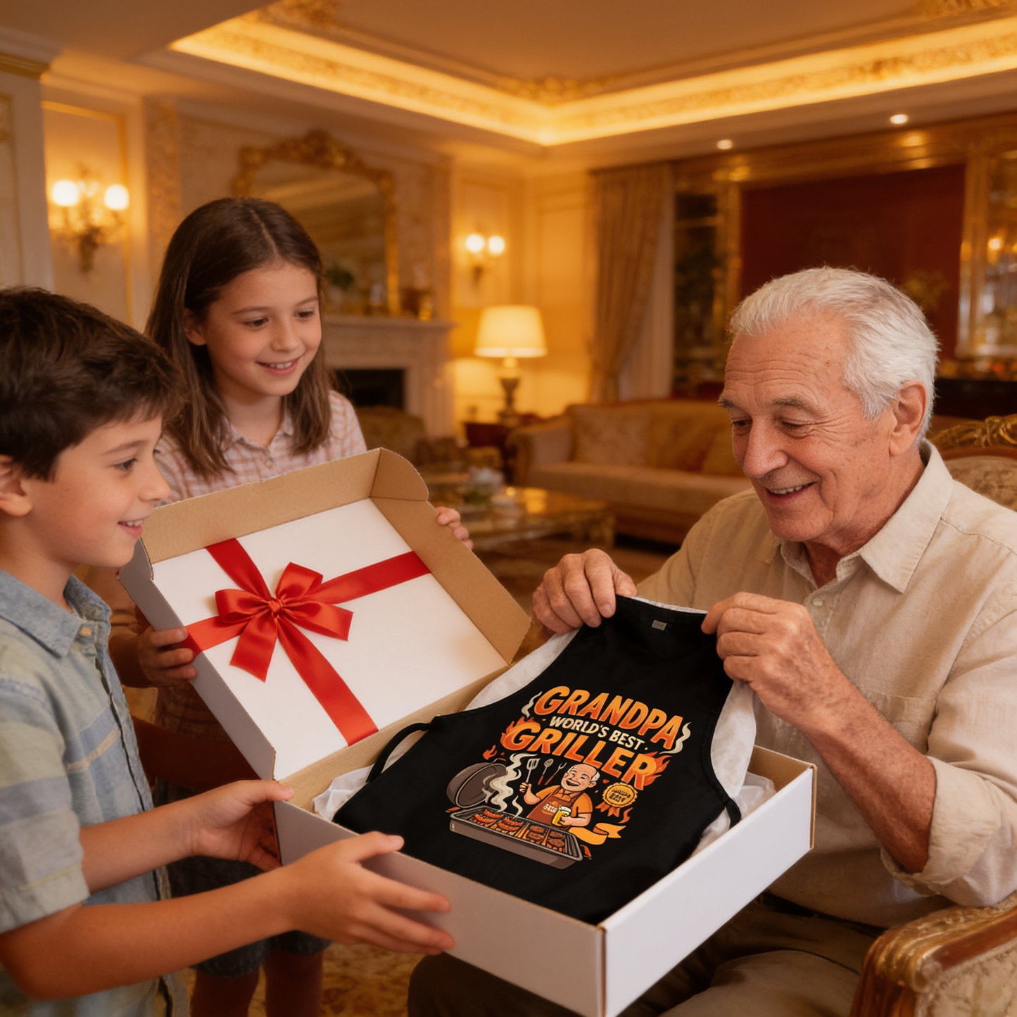 Grandpa World's Best Griller Apron – Funny BBQ Grilling Apron Gift for Grandpa