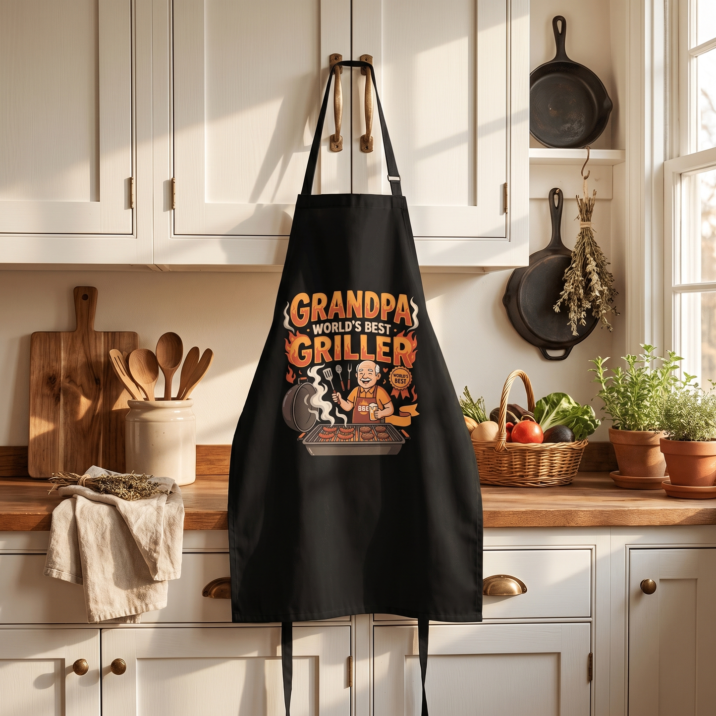 Grandpa World's Best Griller Apron – Funny BBQ Grilling Apron Gift for Grandpa