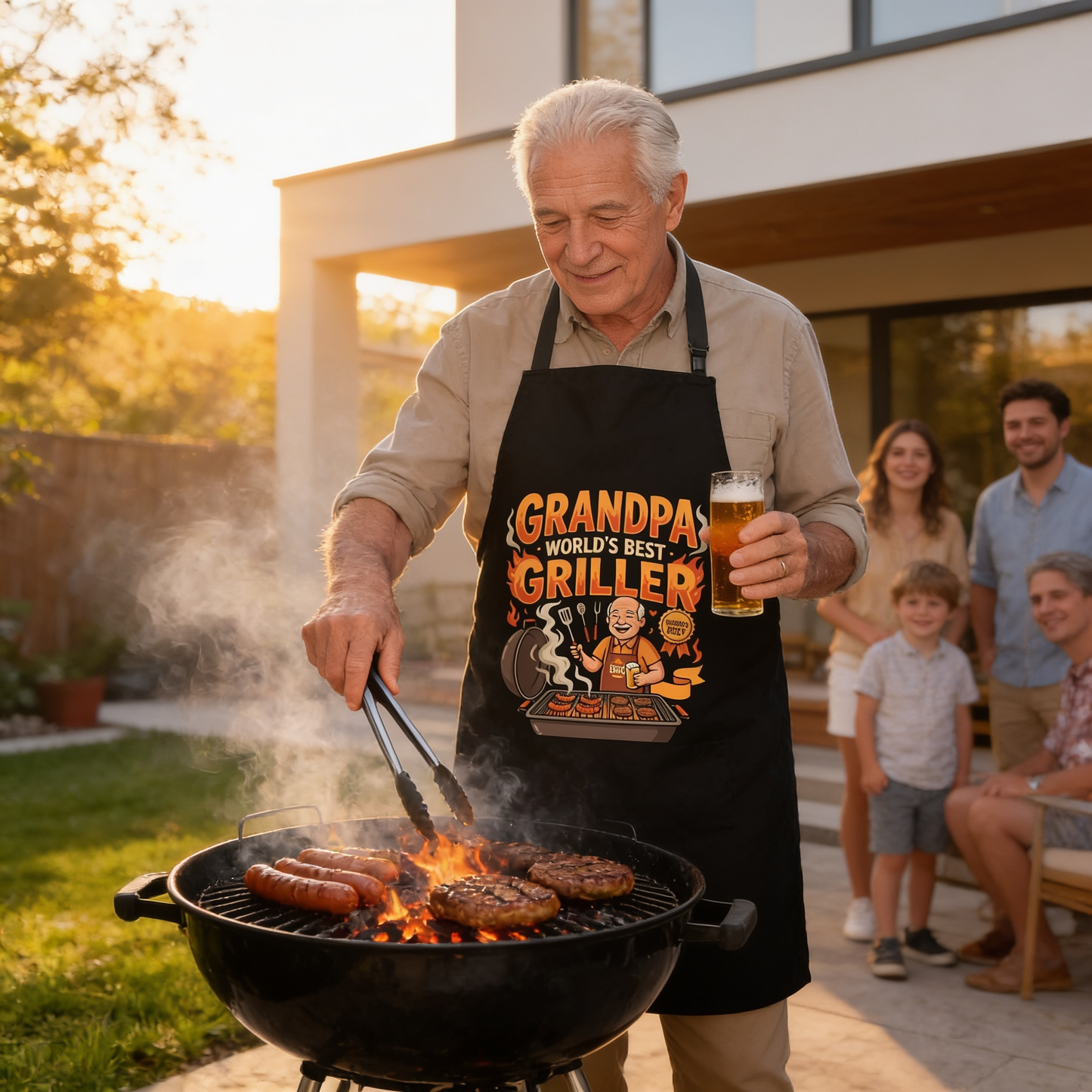 Grandpa World's Best Griller Apron – Funny BBQ Grilling Apron Gift for Grandpa