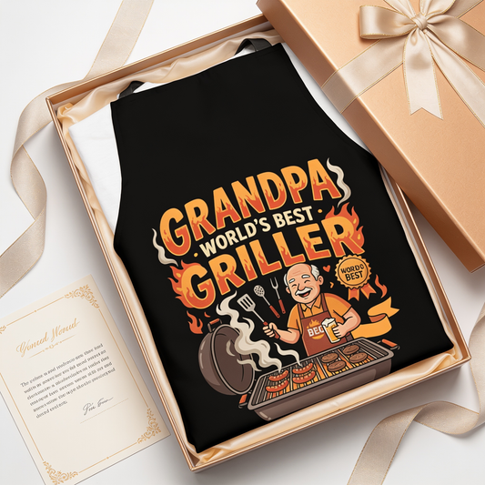 Grandpa World's Best Griller Apron - Funny BBQ Grilling Apron Gift for Grandpa