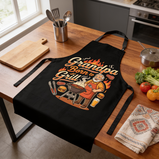 Grandpa Born to Grill Apron - Funny BBQ Grilling Apron Gift for Grandpa