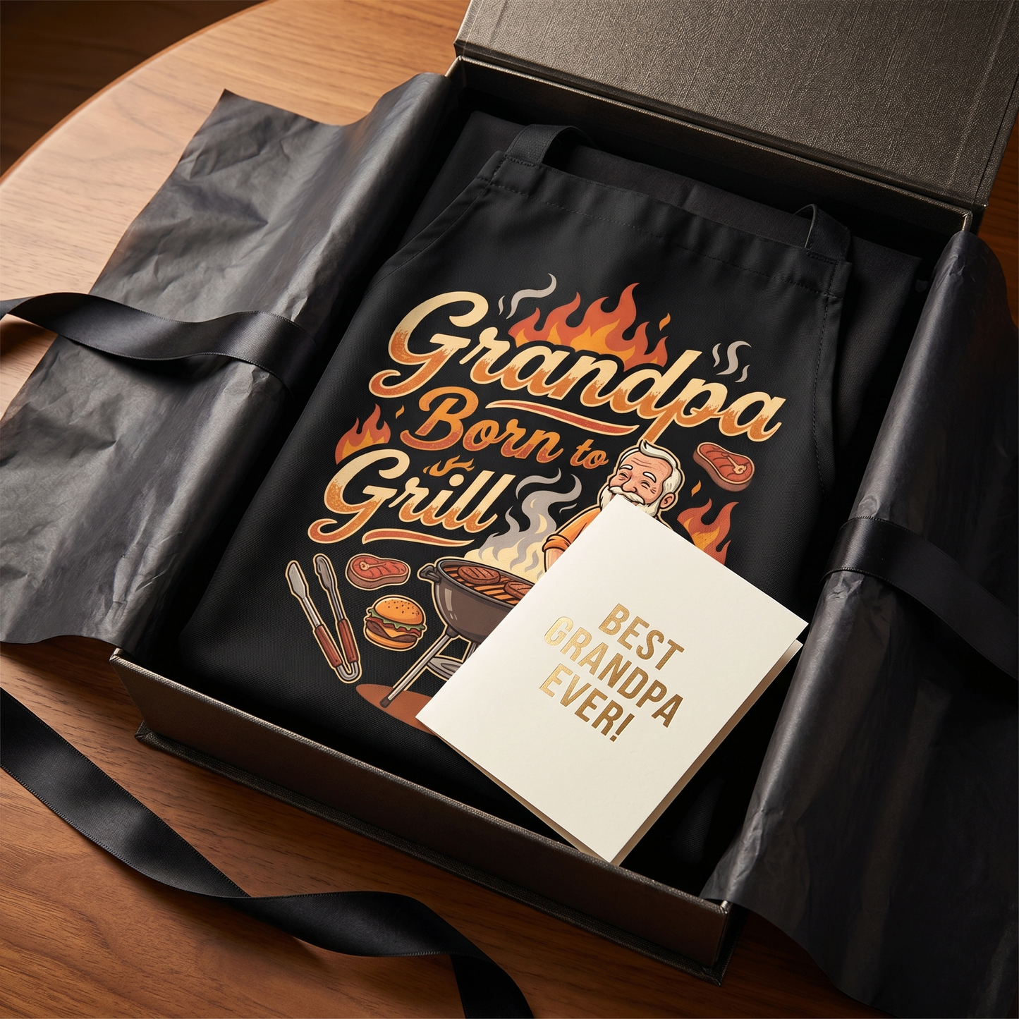 Grandpa Born to Grill Apron – Funny BBQ Grilling Apron Gift for Grandpa