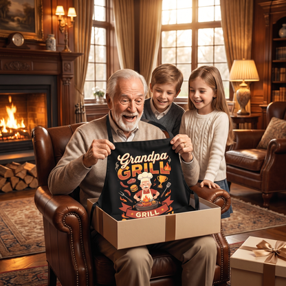 Grandpa Grill Champion Apron – Funny BBQ Grilling Apron Gift for Grandpa