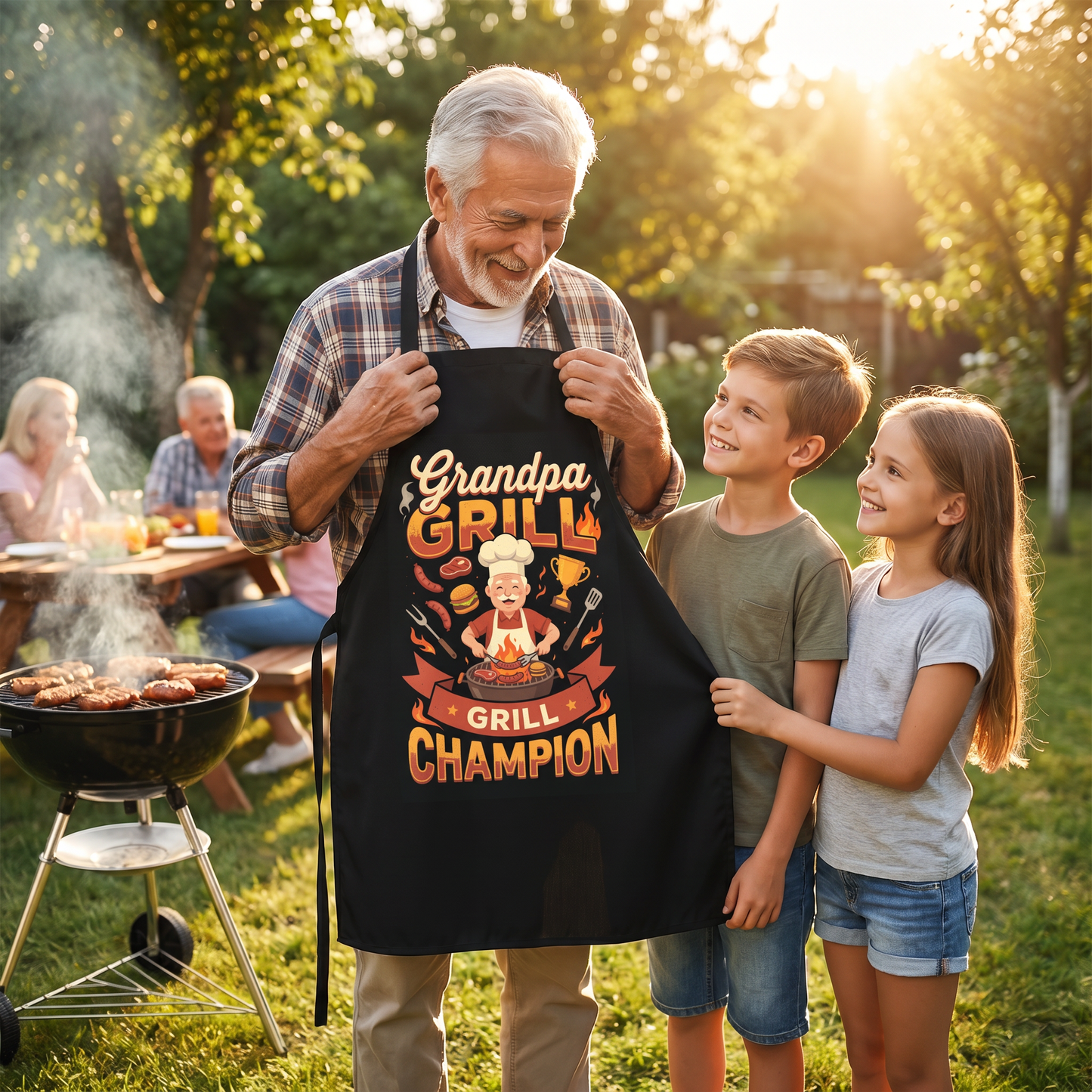 Grandpa Grill Champion Apron – Funny BBQ Grilling Apron Gift for Grandpa