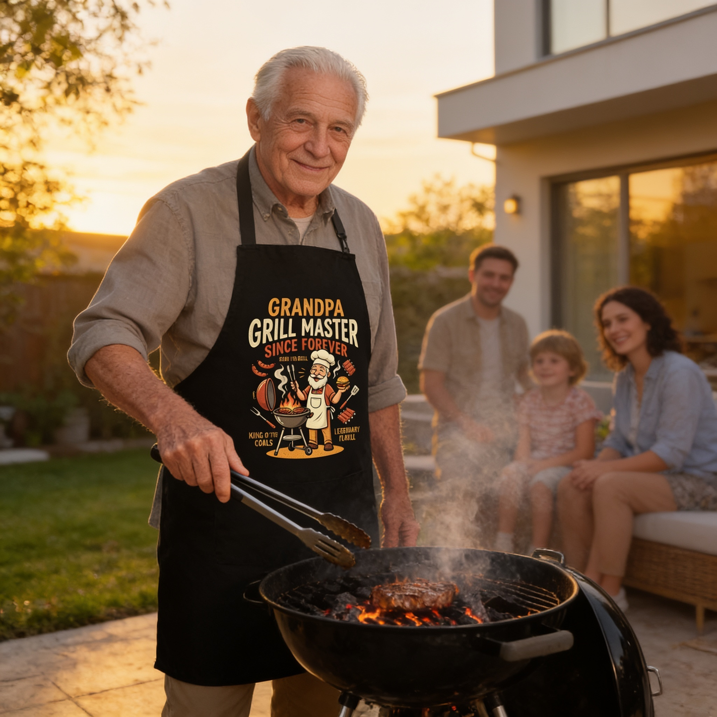 Grandpa Grill Master Since Forever Apron – Funny BBQ Grilling Apron Gift for Grandpa