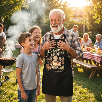 Grandpa Secret Recipe Apron – Funny Cooking & BBQ Apron Gift for Grandpa
