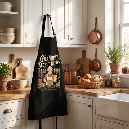 Grandpa Secret Recipe Apron – Funny Cooking & BBQ Apron Gift for Grandpa