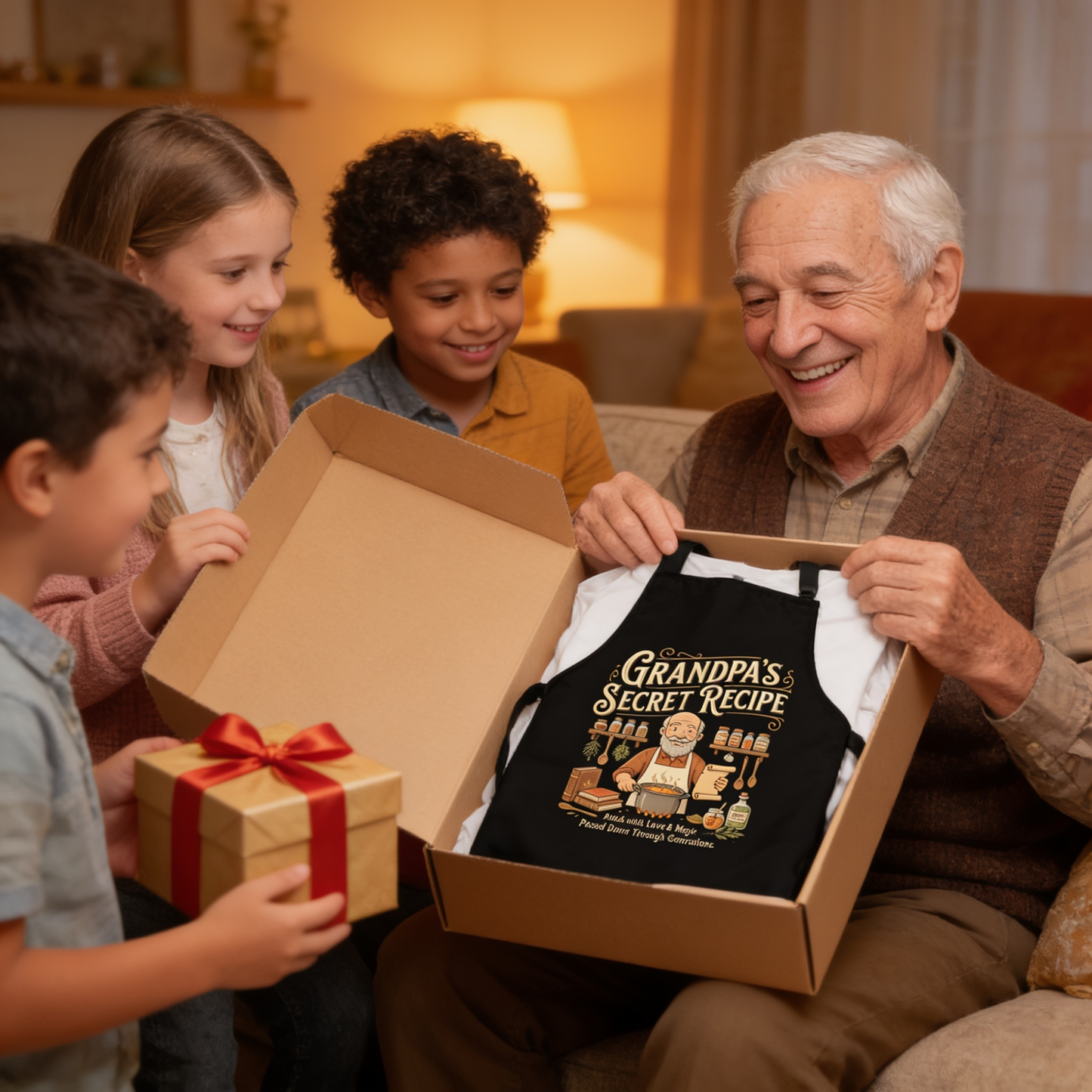 Grandpa Secret Recipe Apron – Funny Cooking & BBQ Apron Gift for Grandpa