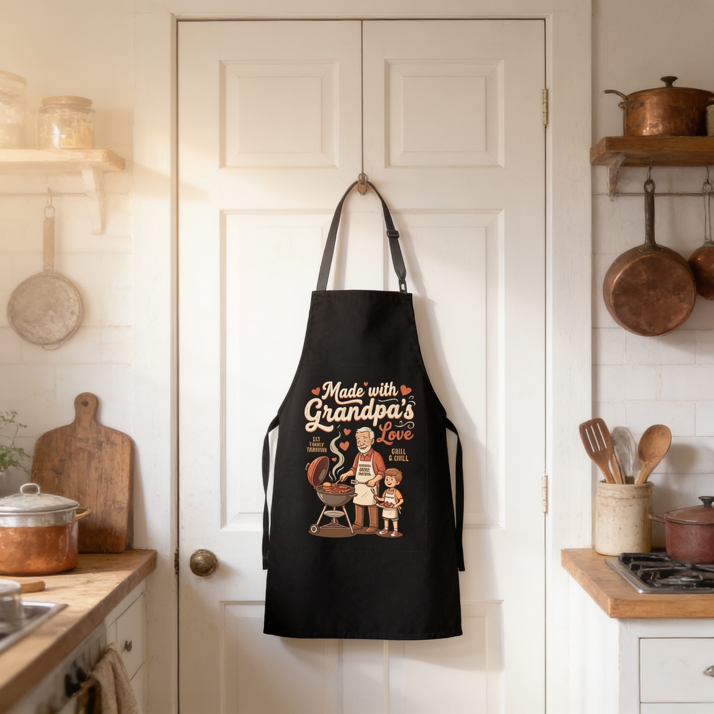 Made With Grandpa's Love Apron – Funny Cooking & BBQ Apron Gift for Grandpa