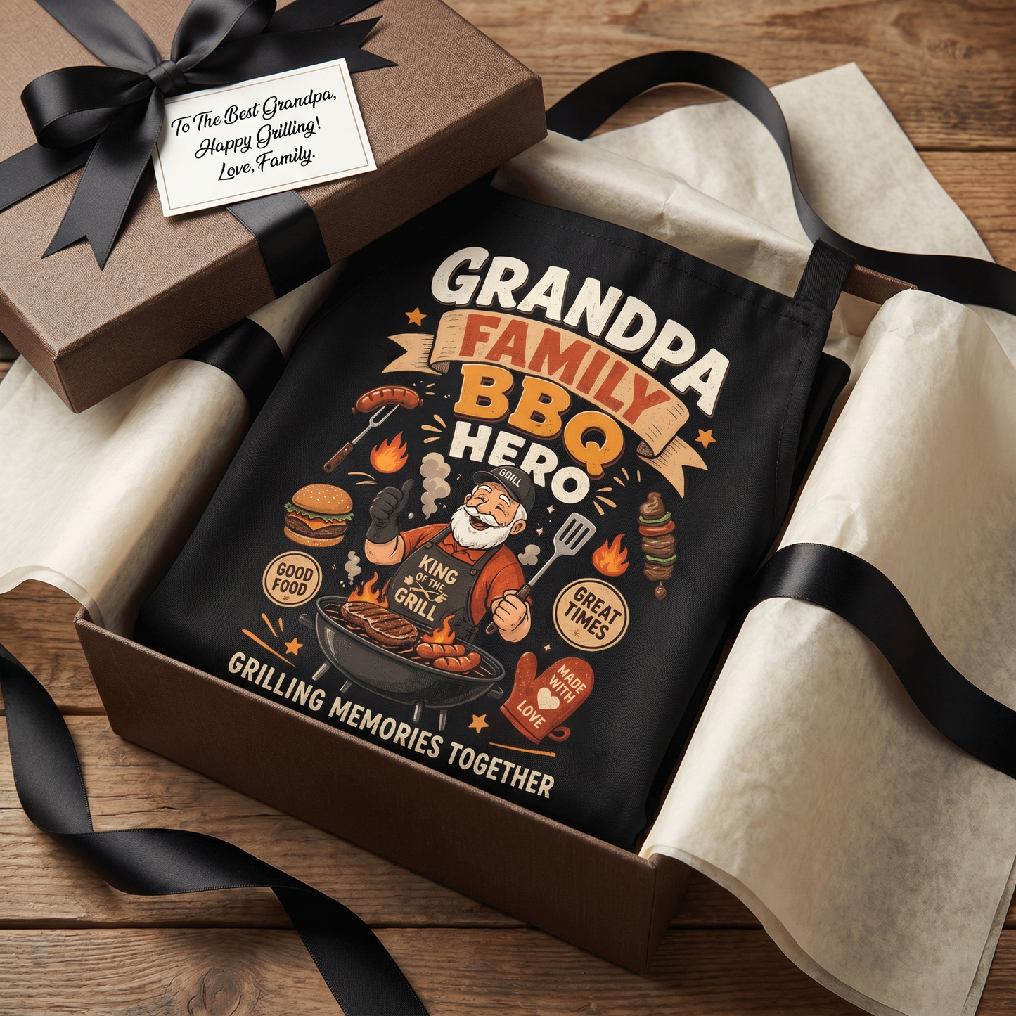 Grandpa Family BBQ Hero Apron – Funny BBQ Grilling Apron Gift for Grandpa