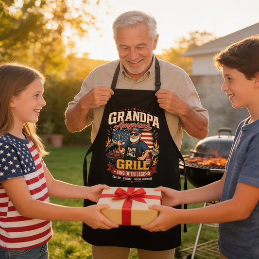 Grandpa America Grill Legend Apron - Patriotic BBQ Grilling Apron Gift for Grandpa