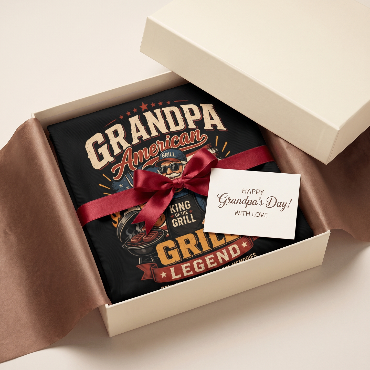 Grandpa America Grill Legend Apron – Patriotic BBQ Grilling Apron Gift for Grandpa