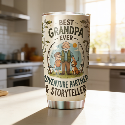 Best Grandpa Ever Adventure Partner 20oz Tumbler – Stainless Steel Travel Mug Gift for Grandpa