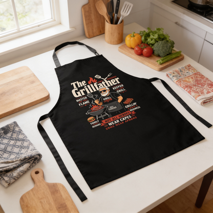 The Grillfather Apron – Funny BBQ Grilling Apron Gift for Grandpa