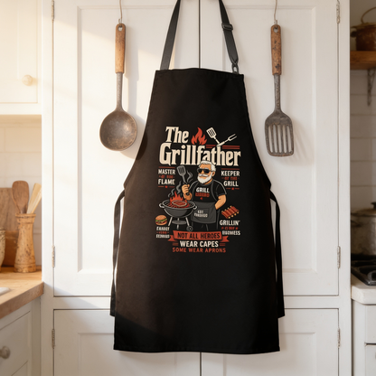 The Grillfather Apron – Funny BBQ Grilling Apron Gift for Grandpa