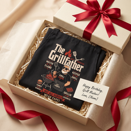 The Grillfather Apron – Funny BBQ Grilling Apron Gift for Grandpa