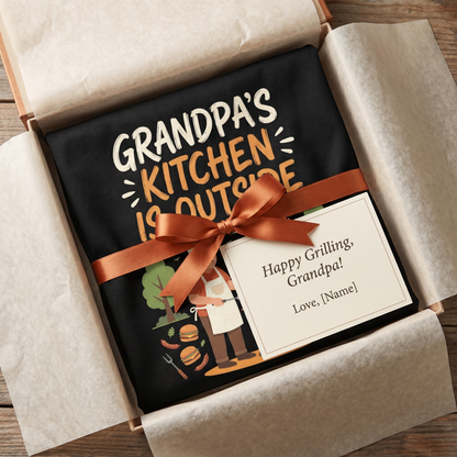 Grandpa's Kitchen Is Outside Apron – Funny BBQ Grilling Apron Gift for Grandpa