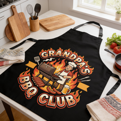 Grandpa's Grill Club Apron – Funny BBQ Grilling Apron Gift for Grandpa