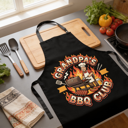 Grandpa's Grill Club Apron – Funny BBQ Grilling Apron Gift for Grandpa