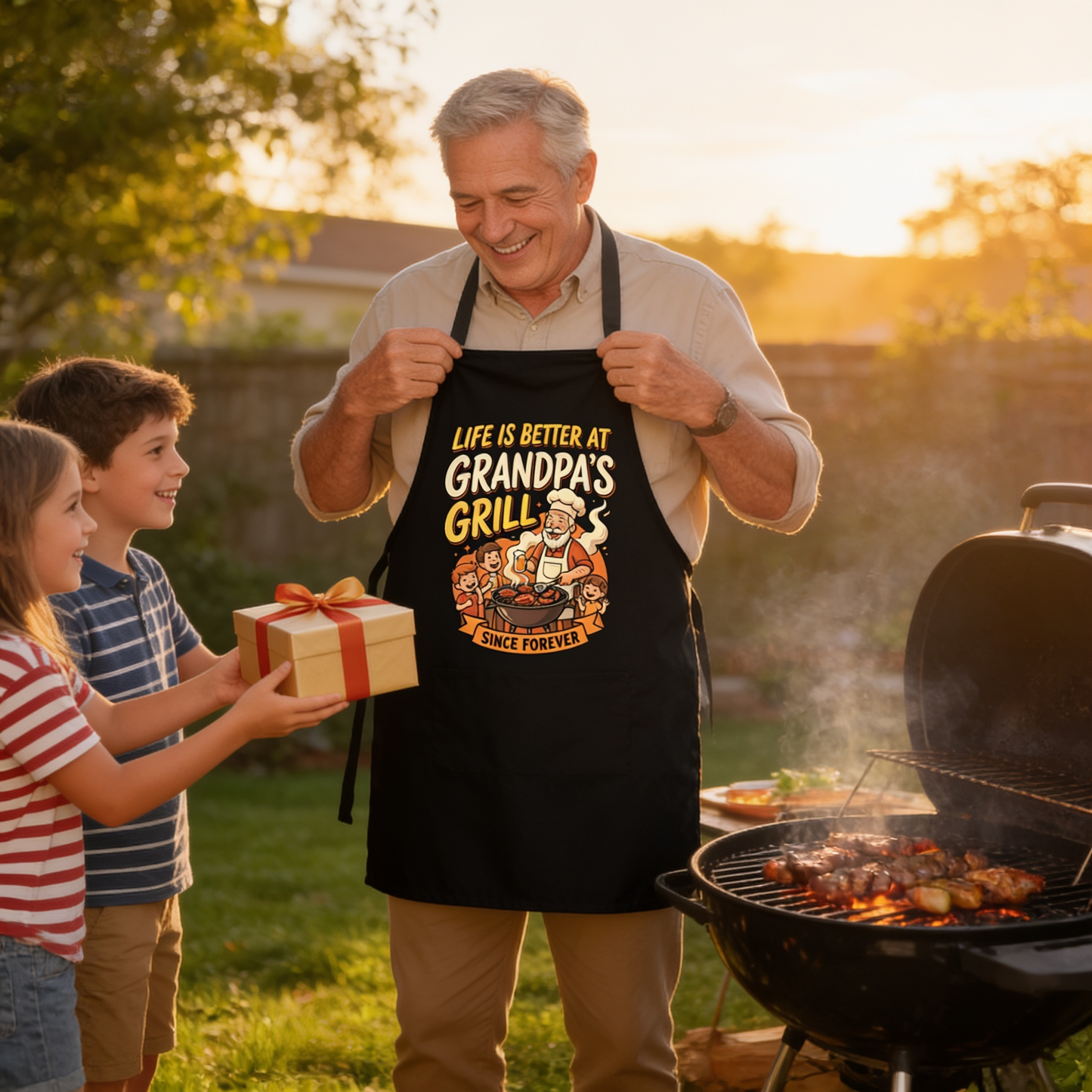 Life Is Better At Grandpa's Grill Apron – Funny BBQ Grilling Apron Gift for Grandpa