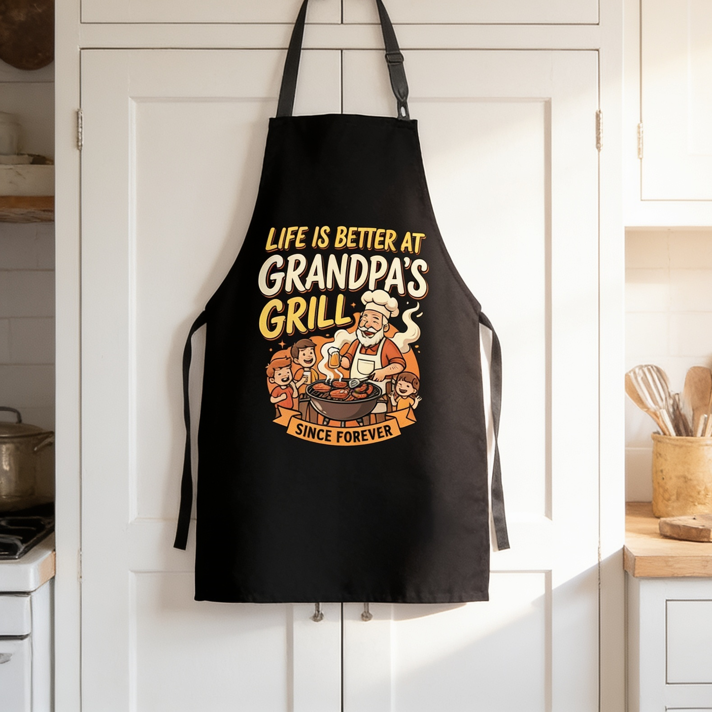 Life Is Better At Grandpa's Grill Apron – Funny BBQ Grilling Apron Gift for Grandpa