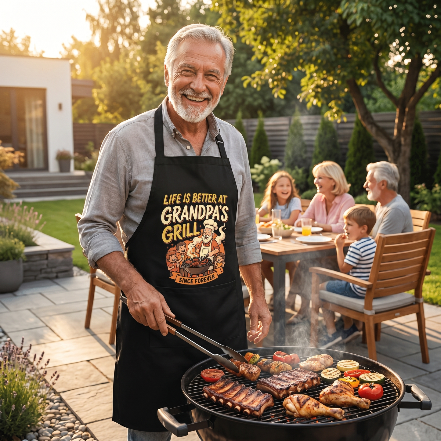 Life Is Better At Grandpa's Grill Apron – Funny BBQ Grilling Apron Gift for Grandpa
