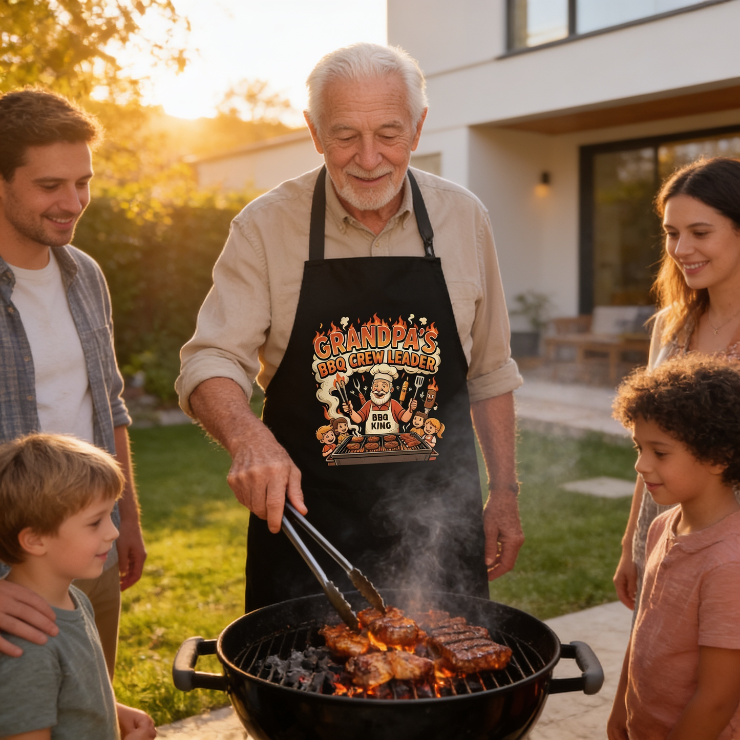 Grandpa's BBQ Crew Leader Apron – Funny BBQ Grilling Apron Gift for Grandpa