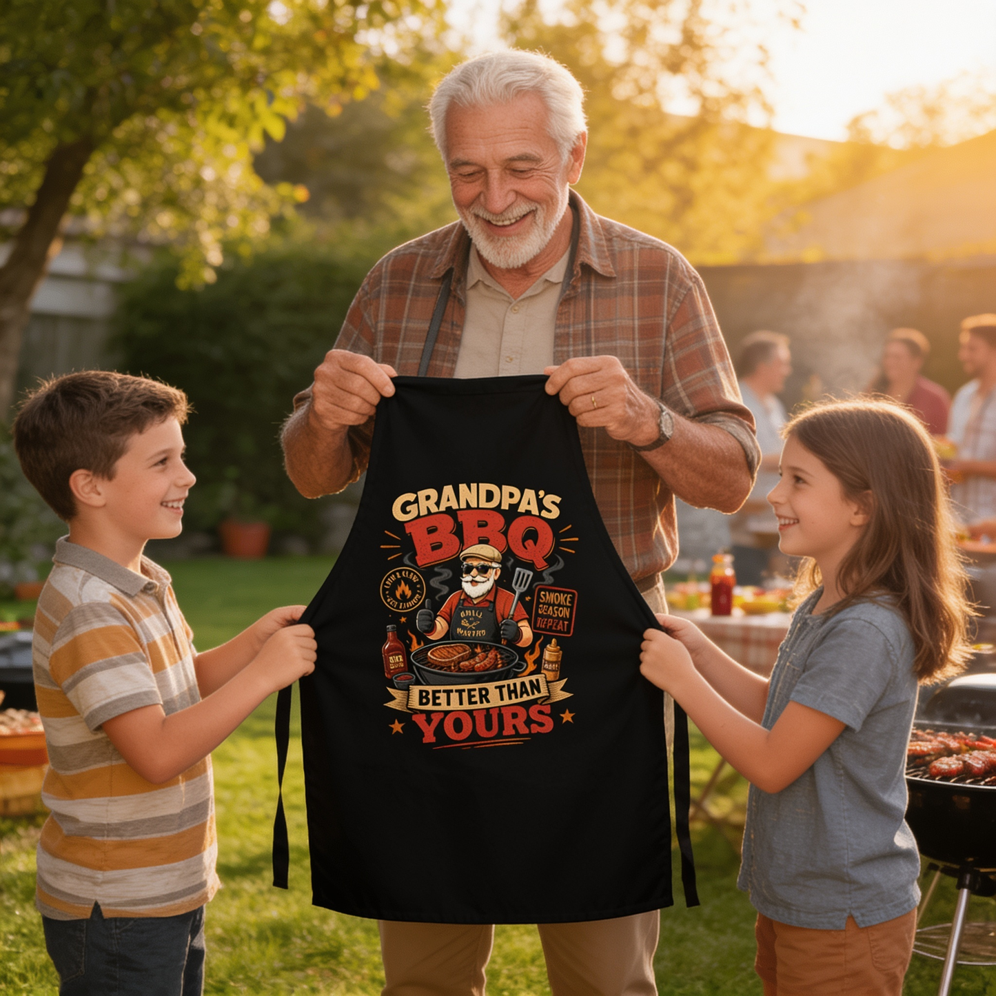 Grandpa BBQ Better Than Yours Apron – Funny BBQ Grilling Apron Gift for Grandpa