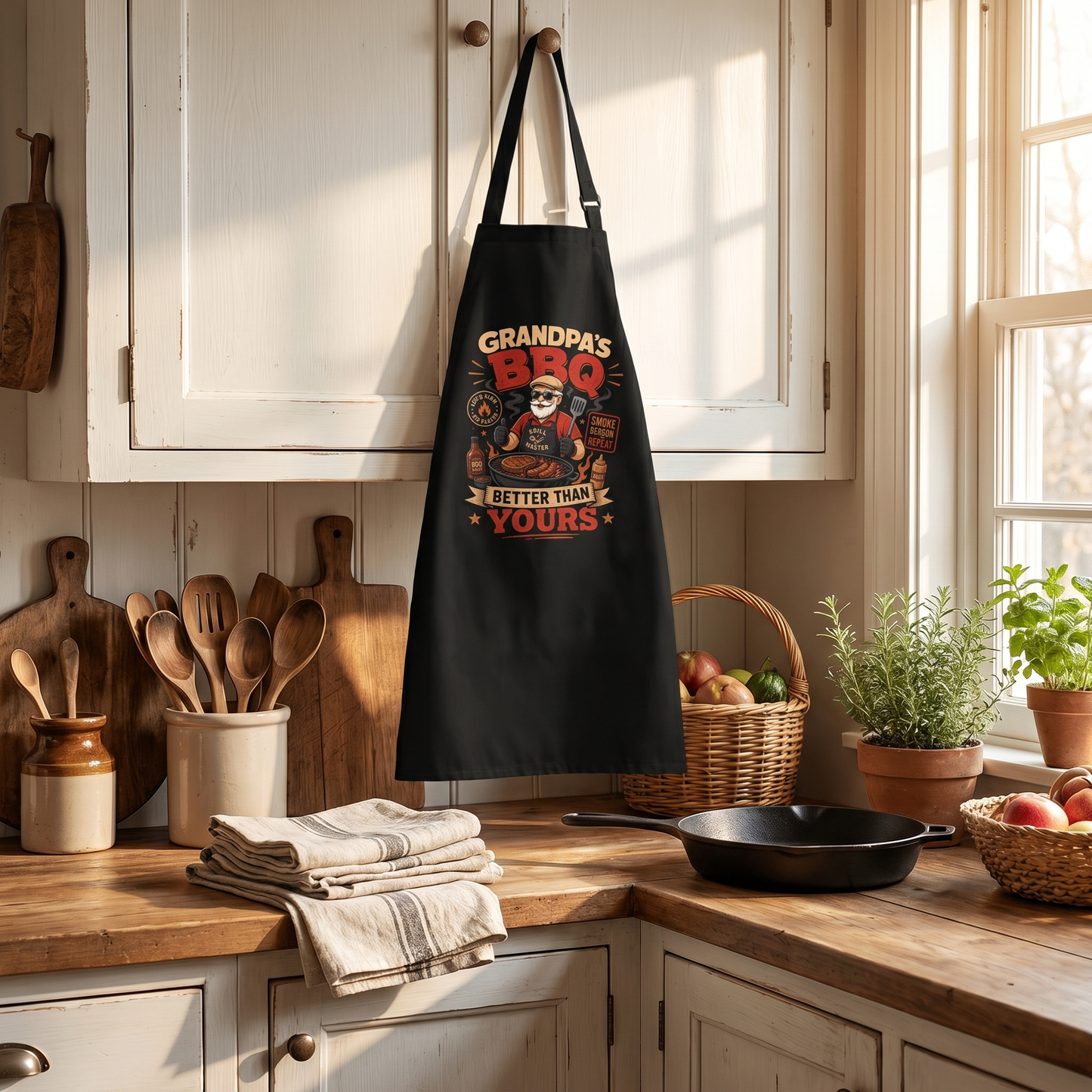 Grandpa BBQ Better Than Yours Apron – Funny BBQ Grilling Apron Gift for Grandpa