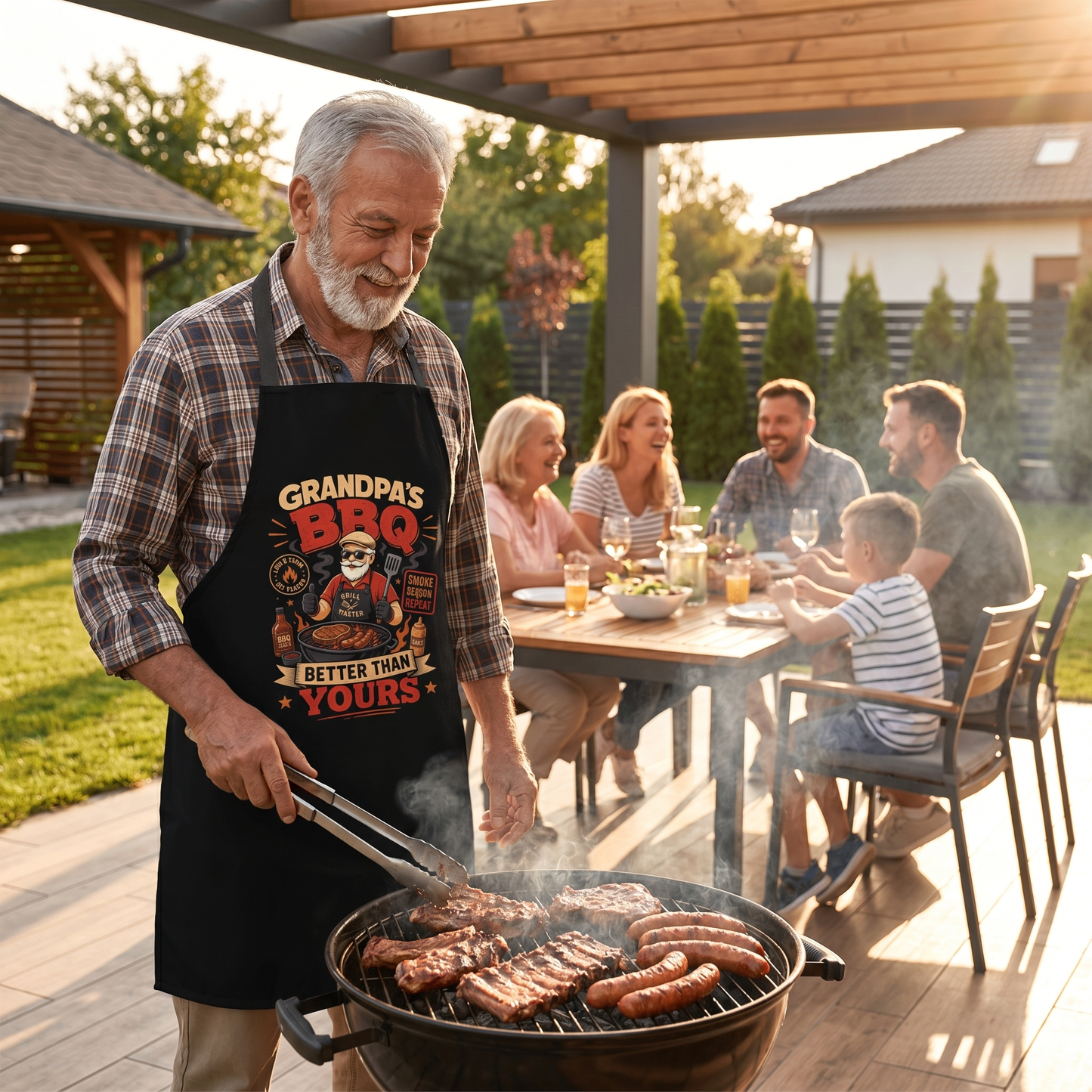 Grandpa BBQ Better Than Yours Apron – Funny BBQ Grilling Apron Gift for Grandpa