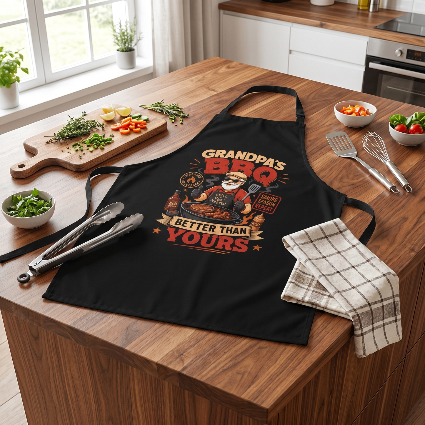Grandpa BBQ Better Than Yours Apron – Funny BBQ Grilling Apron Gift for Grandpa