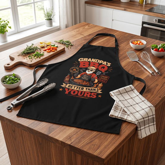 Grandpa BBQ Better Than Yours Apron - Funny BBQ Grilling Apron Gift for Grandpa