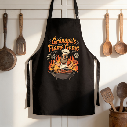 Grandpa Flame Game Apron – Funny BBQ Grilling Apron Gift for Grandpa