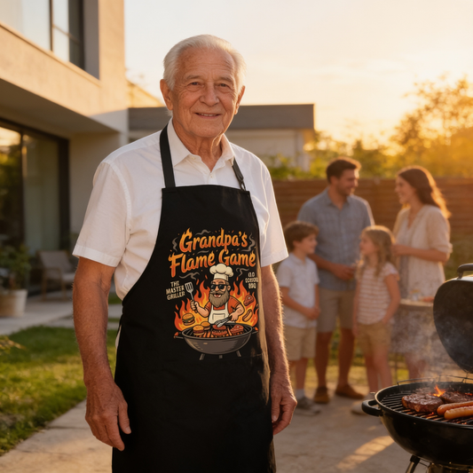 Grandpa Flame Game Apron - Funny BBQ Grilling Apron Gift for Grandpa