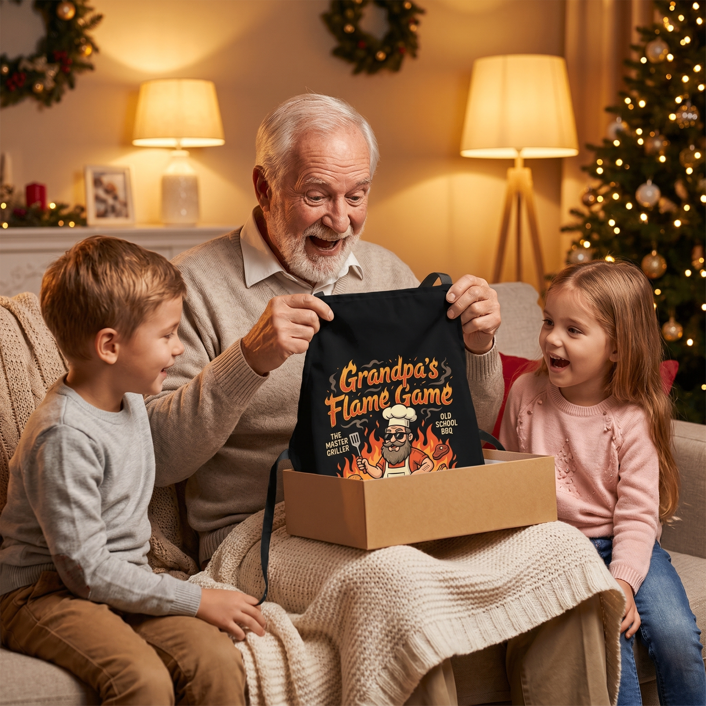 Grandpa Flame Game Apron – Funny BBQ Grilling Apron Gift for Grandpa