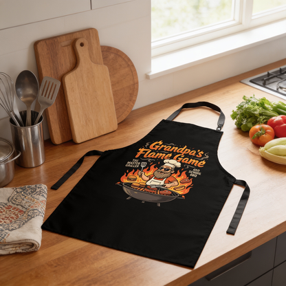 Grandpa Flame Game Apron – Funny BBQ Grilling Apron Gift for Grandpa