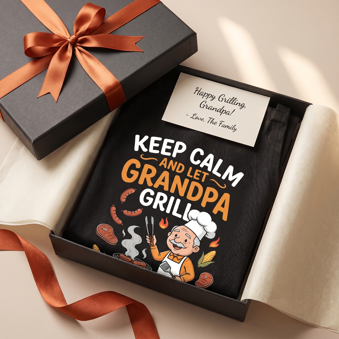 Keep Calm and Let Grandpa Grill Apron – Funny BBQ Grilling Apron Gift for Grandpa