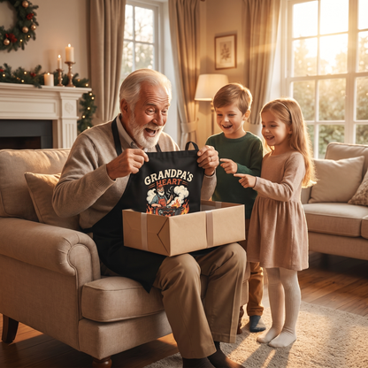Grandpa's Heart Is in the Grill Apron – Funny BBQ Grilling Apron Gift for Grandpa