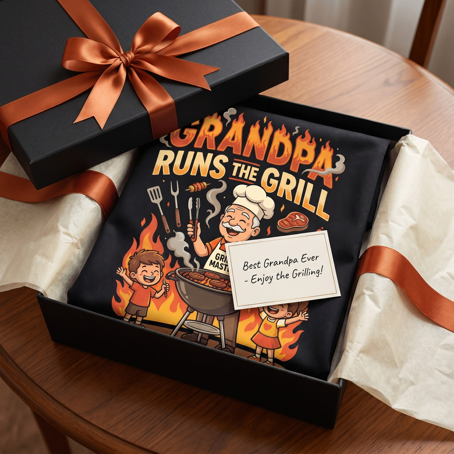 Grandpa Runs the Grill Apron – Funny BBQ Grilling Apron Gift for Grandpa