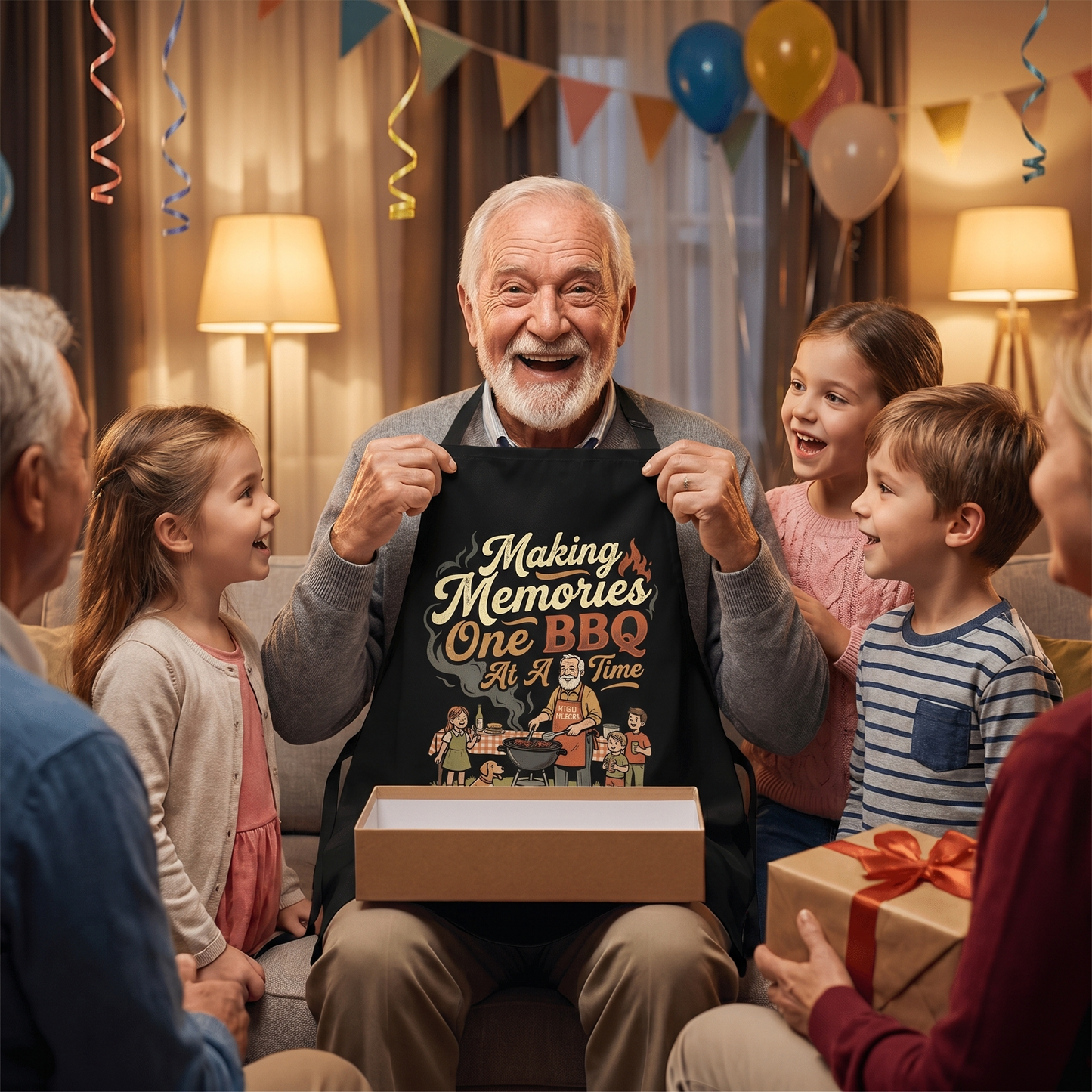 Making Memories One BBQ at a Time Apron – Funny BBQ Grilling Apron Gift for Grandpa