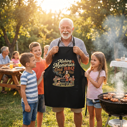 Making Memories One BBQ at a Time Apron – Funny BBQ Grilling Apron Gift for Grandpa