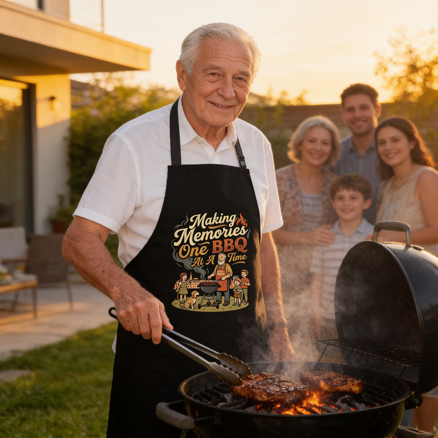 Making Memories One BBQ at a Time Apron – Funny BBQ Grilling Apron Gift for Grandpa