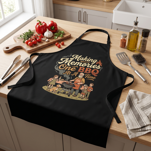 Making Memories One BBQ at a Time Apron - Funny BBQ Grilling Apron Gift for Grandpa
