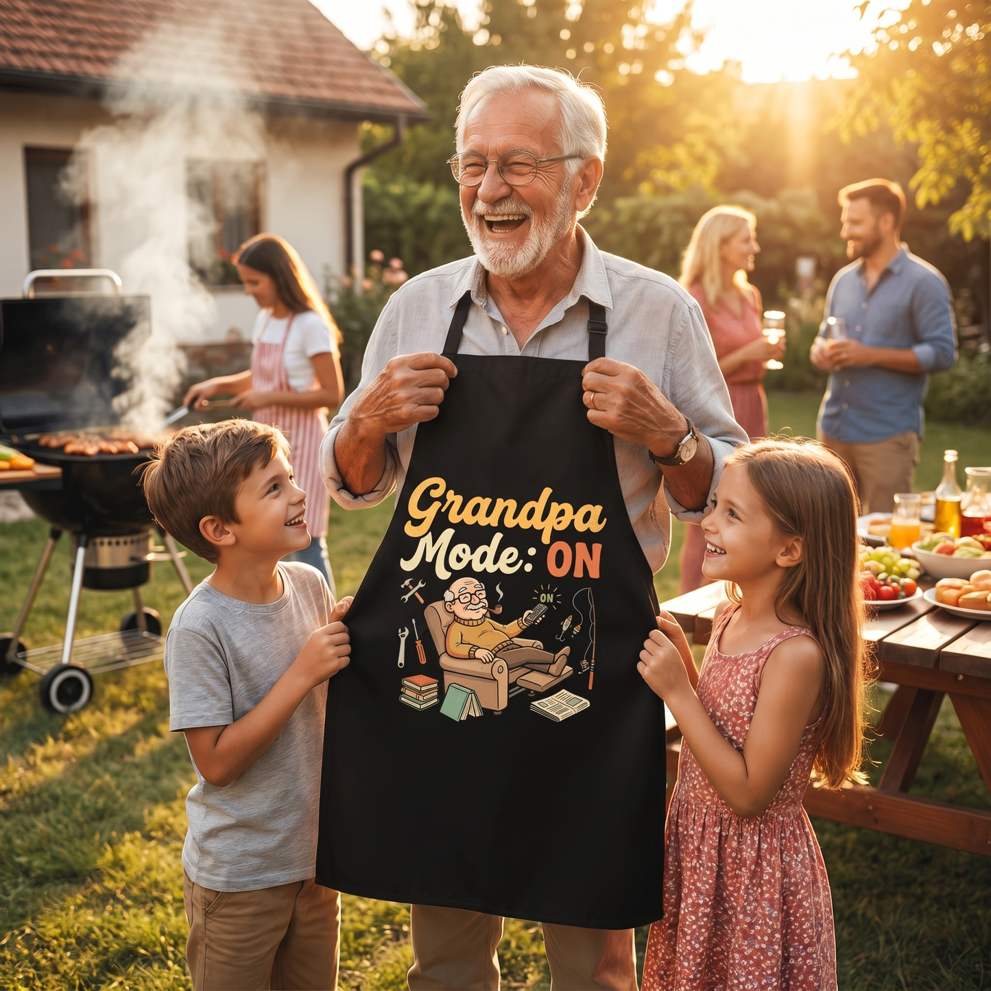 Grandpa Mode On Apron – Funny BBQ Grilling Apron Gift for Grandpa