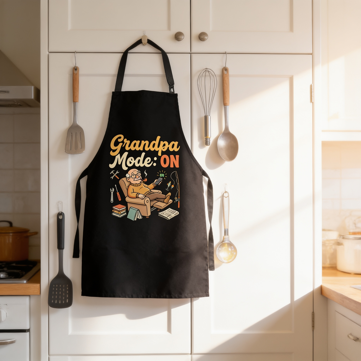 Grandpa Mode On Apron – Funny BBQ Grilling Apron Gift for Grandpa