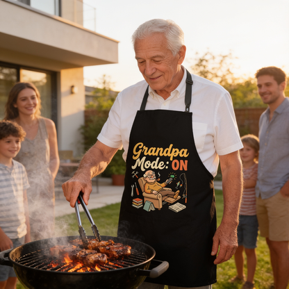 Grandpa Mode On Apron – Funny BBQ Grilling Apron Gift for Grandpa